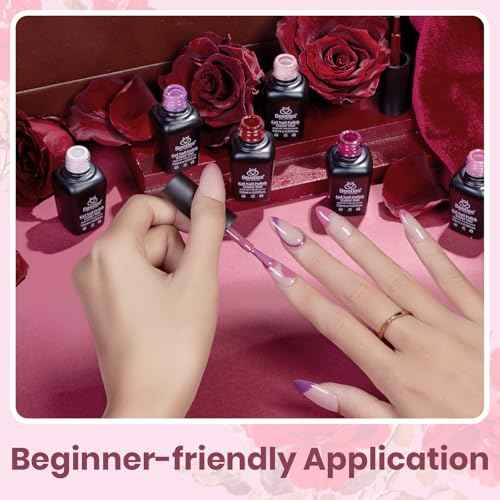 Beetles Burgundy Purple Gel Nail Polish Set - 6 Color Winter Purple Maroon Mauve Plum Gel Polish Kit, Soak Off UV LED Nail Gel for Autumn Manicure Nail Art Gifts for Women