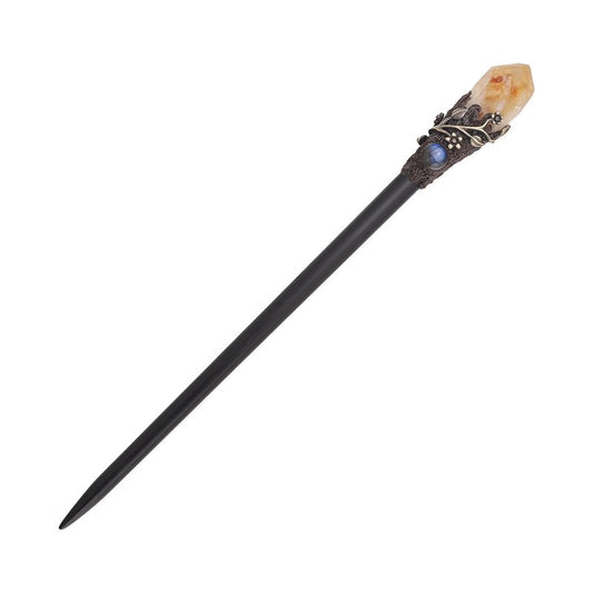 Wooden Magic Wand Chopstick Hairpin Amethyst Labradorite Handcraft Gift for Her (Citrin)