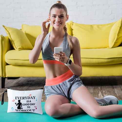 8 Pcs Workout Cosmetic Bags Workout Gifts Funny Sports Lover Gym Gifts Gym Fitness Makeup Bags for Women Body Builder Zipper Pouch for Fitness Bodybuilding Lovers