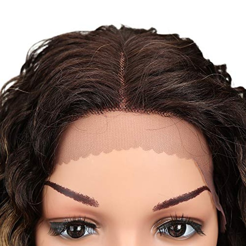 Joedir Lace Front Wigs Ombre Blonde 28'' Long Small Curly Wavy Synthetic Wigs For Black Women 130% Density Wigs(TTPN4/270A/24F)
