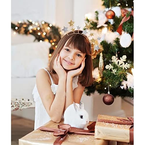 New Year Eve Headband Tiara Glitter Star Christmas Hairband for Women Girls Stars Headpiece Hair Accessory Party Favors Decor