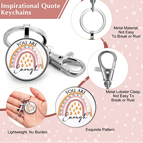 Tessco for you 3 Pcs Inspirational Gift for Women Boss Thank You Cup 12 oz Tumbler You're Enough Keychain Makeup Bag Employee Appreciation Gifts for Nurse Case Management Vet Tech(White,Rainbow)