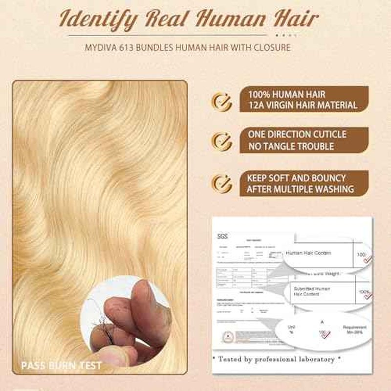 613 Bundles Human Hair Body Wave 18 18 18 inch Blonde Human Hair Bundles 100% Unprocessed 12A Brazilian Virgin Human Hair 3 Bundles 613 Human Hair Weave Extensions