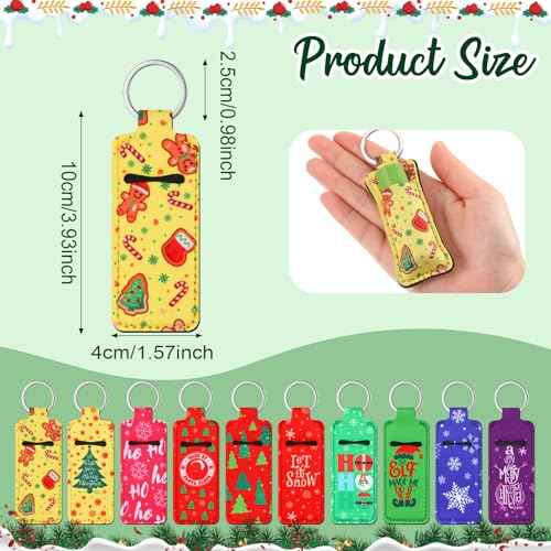 50 Pcs Christmas Lipstick Holder Keychain Xmas Lip Balm Lip Gloss Lipstick Holder Keychain Christmas Stocking Stuffer