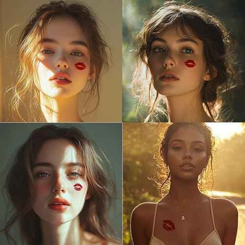 2pcs Makeup Stickers,Waterproof Face Lips Temporary Tattoo Stickers,Masquerade Sticker,Wedding Face Makeup Sticker for Women.