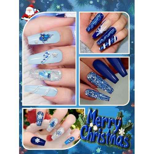 EABNKU Solid Builder Gel Kit, 6 Colors Blue Collection Glitter, Non Sticky Nail Extension & Sculpting Gel, 3D Molding, 15g*6 (3 OZ)