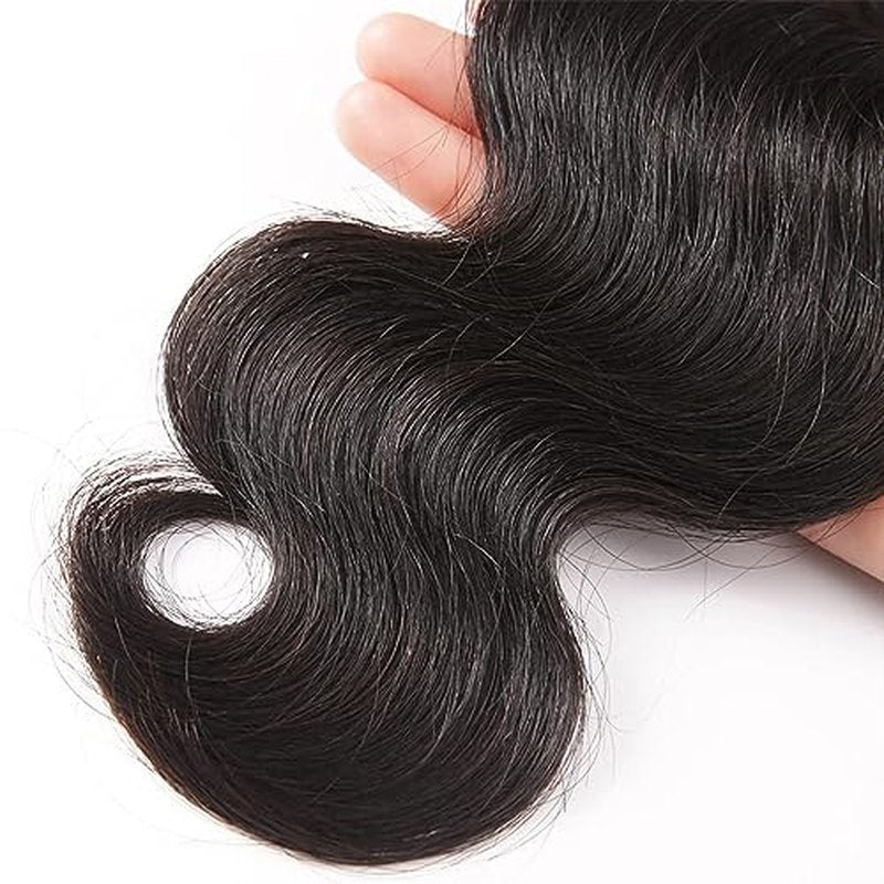 Cirvty 24 Inch Body Wave Bundle Human Hair 1 Bundles Body Wave Bundles 100% Unprocessed Brazilian Virgin Hair Bundles Double Weft Weave Bundles Human Hair Natural Black Color