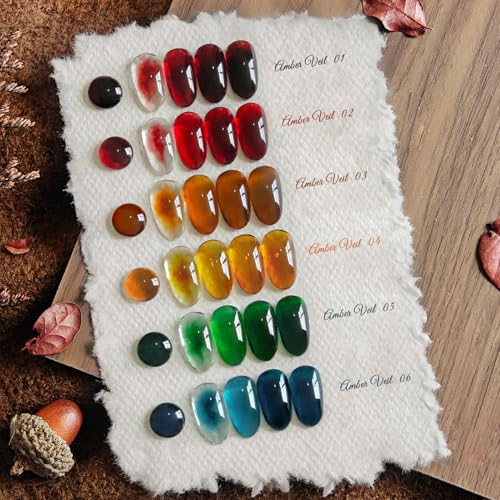 Born Pretty Jelly Gel Nail Polish,Halloween Fall Winter Transparent Gel Polish,Christmas Brown Blood Wine Red Orange Green Blue,Soak Off U v LED Light Cure Nail Art Kit for Salon and DIY at Home