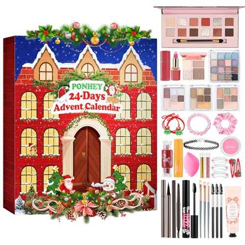 Ponhey Makeup Advent Calendar 2025,24 Days Christams Advent Beauty Calendar,Countdown Calendar For Girls Teens Women Adult,Xmas Holiday Beauty & Cosmetic Surprise Gift