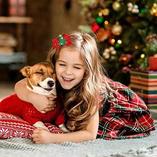 8pcs Christmas Hair Clip Glitter Sequined Christmas Santa Bow Clips Christmas Tree, Snowflower Elk Bow Hair Barrettes Hairpin Christmas Tree Accessories Christmas Birthday Gifts for Girls Women Toddlers