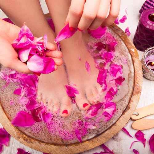 Dried Flowers Pedicure Foot Soak Kit,8 Bags Set for Dry Tired Feet,Including Rose Buds,Lavender,Jasmine,Chrysanthemum,Lemongrass,Mint, Peony,Peach Blossom