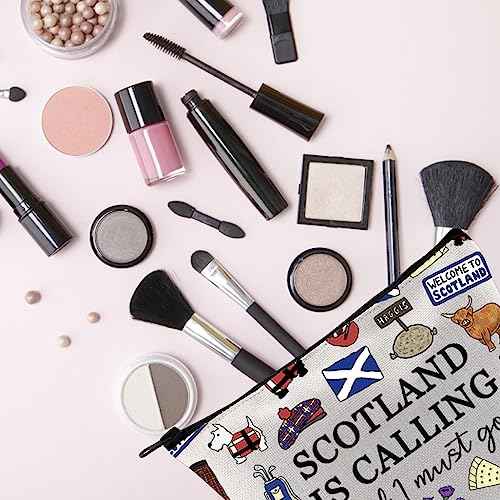 TSOTMO Scotland Makeup Bag Gift Edinburgh Gift Scotland Is Calling And I Must Go Zipper Bag Gift For Scottish (SCOTLAND)
