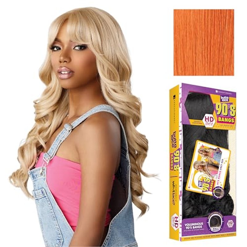 Sensationnel Butta Lace 90Sbangs Wigs - Unit 909 Glueless Wide Deep Part Synthetic Preplucked Hairline (CINNAMONCOPPER)