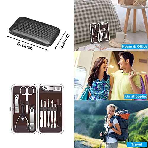 Manicure, Pedicure Kit, Nail Clippers, Professional Grooming Kit, Nail Tools with Luxurious Travel Case, Set of 12 ¡¦ (nail clippers 12pcs)