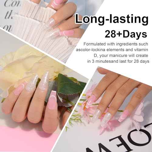 Glitter White Dip Powder, 1OZ Pro Nail Dip Powder for French Manicure Nail Starter & Professional Home DIY Salon Use Party Festival Gift Keep Long-lasting Dip Nails