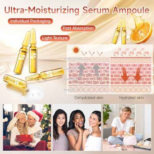 Vitamin C Face Serum, Hyaluronic Acid + Niacinamide + Ascorbic Acid, Anti Aging Facial Serum Ampoules for Wrinkles, Firmness & Moisturizing, Organic Vitamin C for Face with Three Boxes of 21 Ampoules
