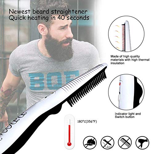Beard Straightener Comb for Men,Hair Hot Comb,Quick Electric Heated Beard Brush Styler,Travel Portable Styling Comb beard iron, Multifunctional Straightening Brush