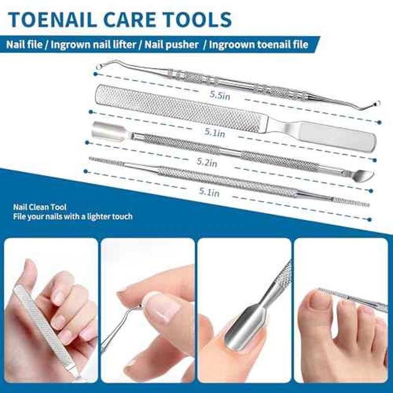 Professional Ingrown Toenail Tools 7-Piece Set ? 360¡Æ Rotating Nail Clipper, Toenail Lifter & Wide Opening Nipper | Podiatrist-Recommended Foot Care Kit for Thick & Ingrown Nails