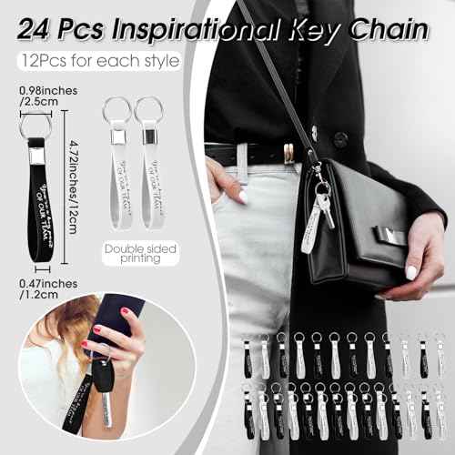 Sanwuta 48 Pcs Canvas Cosmetic Bag Bulk Appreciation Gift Inspirational Canvas Makeup Bags Keychains Set Christmas Party Favors for Teacher Students Employees Coworker Women (Team)