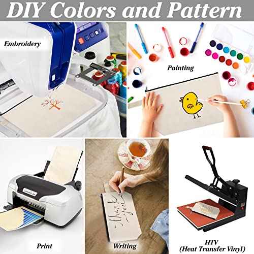 10 Pieces Cotton Canvas Makeup Bag with Bottom, Multi Purpose Cosmetic Bag with Zipper MN-WB07 Wb07