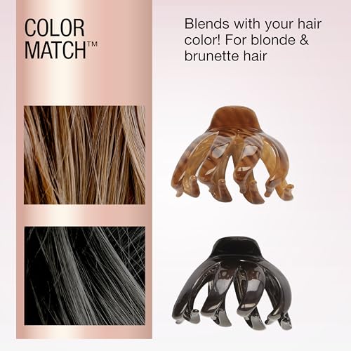 Scunci by Conair jaw claw clips - hair accessories for women - claw clips for thick hair - claw clip - Black & Tortoise- 2 Count