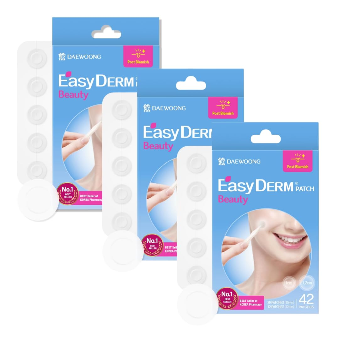 DWEasyDerm EasyDerm Beauty Patch – 3 Packs (42 Patches Each, 126 Total) | Hydrocolloid Acne Patches, Invisible Spot Cover, K-Beauty by Daewoong Pharmaceutical, Summer & Travel Essentials