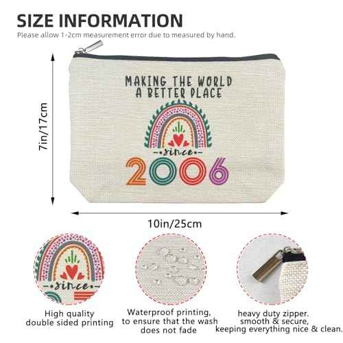 19th Birthday Gifts for Girls Makeup Bags, 2006 Happy 19th Birthday Decorations for Teen Girls, 19 Year Old Girl Birthday Gifts for Daughter, Sister, Granddaughter, Cosmetic Travel Pouch, Christmas