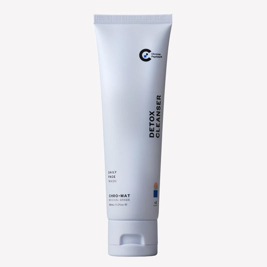 CHROMAT Detox Face Wash - Anti-Aging Facial Cleanser for Mature Skin - Gentle Exfoliating Peptide Formula | 90mL, Hydrating Oils