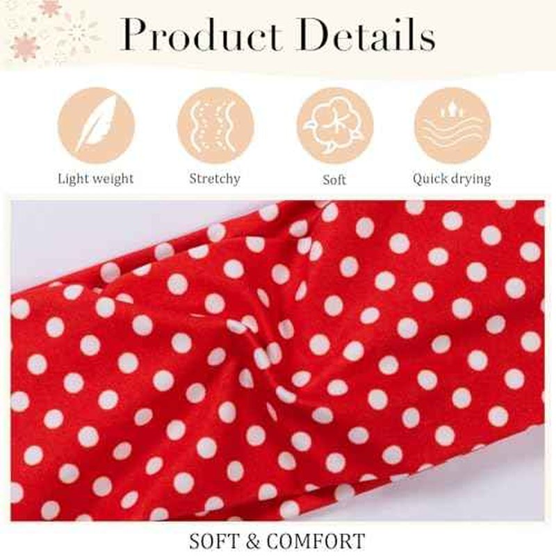Womens Polka Dot Headband - 4PCS Head Bands for Women's Hair Stretchy Non Slip Wraps Fashion Soft Wide Headbands Yoga Workout Hair Accessories