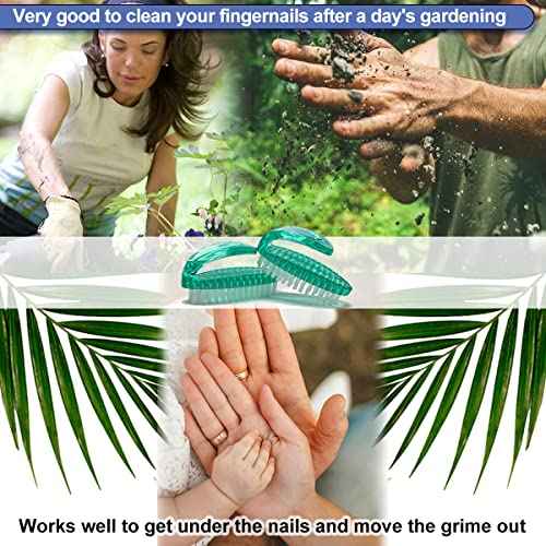 Handle Grip Nail Brush for Cleaning Fingernails Hands & Under Nails, Stiff Bristle Mechanic Scrub Brush Cleaner for Men Women, Pedicure Scrubbing Tool Kit - 4 Green