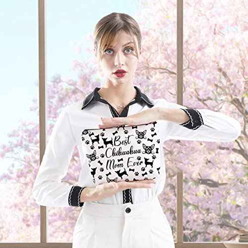GJTIM Chihuahua Mom Gift Chihuahua Owner Gift Best Chihuahua Mom Ever Chihuahua Gift Makeup Bag Animal Dog Lover Gift (Chihuahua Mom Bag)