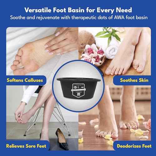 American Wellness Authority AWA Extra Large foot bath basin - Sturdy plastic soak tub For Soaking feet and Pedicure At Home Spa Kit Women Men (Grey Basin), 1.0 Count