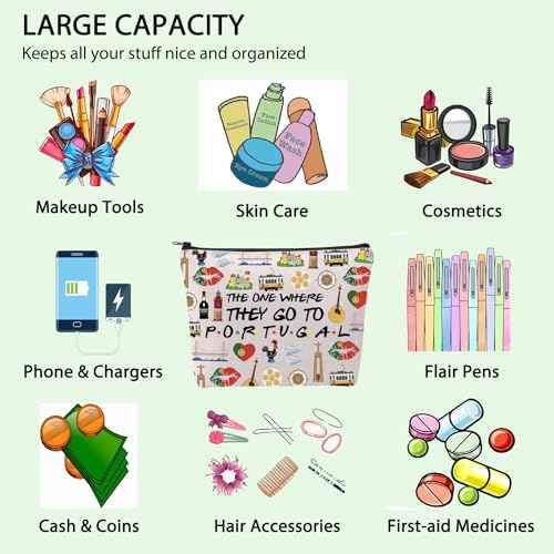 FOTAP Portugal Trip Makeup Bag Portugal Travel Gift Portugal Souvenir Gift Portugal Travel Bag Housewarming Gift (PORTUGAL)