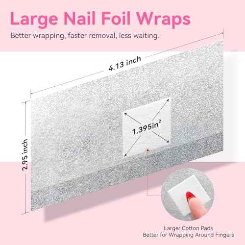 Makartt Nail Polish Remover - 100pcs Nail Foil Wraps for Soak Off Gel Polish Remover, with 1.18inch Pre-attached Lint Free Cotton Pads For Nails, Non Acetone Nail Polish Remover