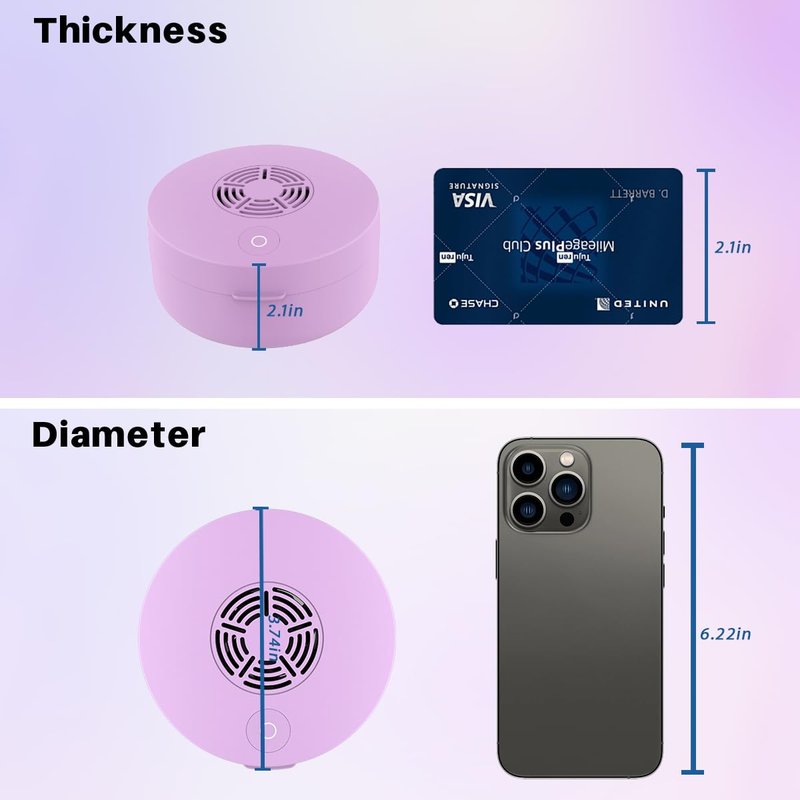 Voraiya U/V Retainer Case with Fan, Portable Cleaning Denture Cases with UVC Lights Rechargeable Retainers Cleaner Container for Partial Denture, Aligners, Mouth Guard, Night Guard, Braces (Purple)