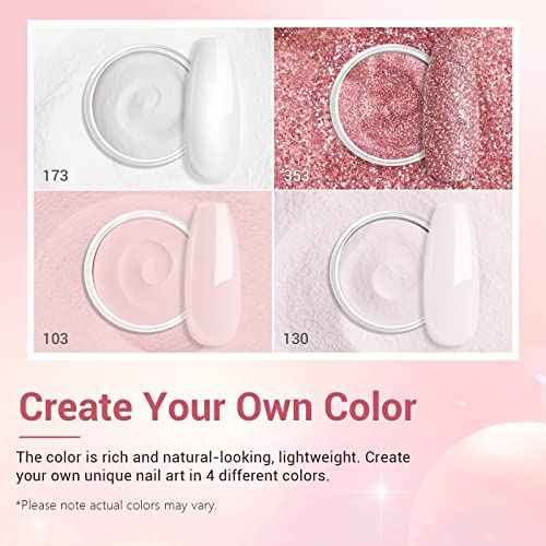 AZUREBEAUTY Dip Powder Nail Kit,4 Colors Nude Pink Glitter Hues,Starter Set for French Nails & All Seasons,Includes Base Coat, Top Coat, Activator & DIY Salon Liquids