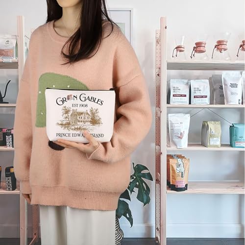 TGBJE Anne Novel Inspired Makeup Bag Anne Book Literary Gifts Gables Prince Edward Island Zipper Pouch Anne Green Quote Gift (Gables 1908 bag)