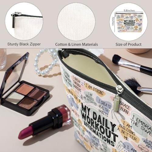 Daily Affirmations for Women Makeup Bag Workout Gifts for Women Encouragement Inspirational Mental Health Gifts for Female Friend Coworker Birthday Friendship Mothers Day Nurse Day Travel Toiletry Bag