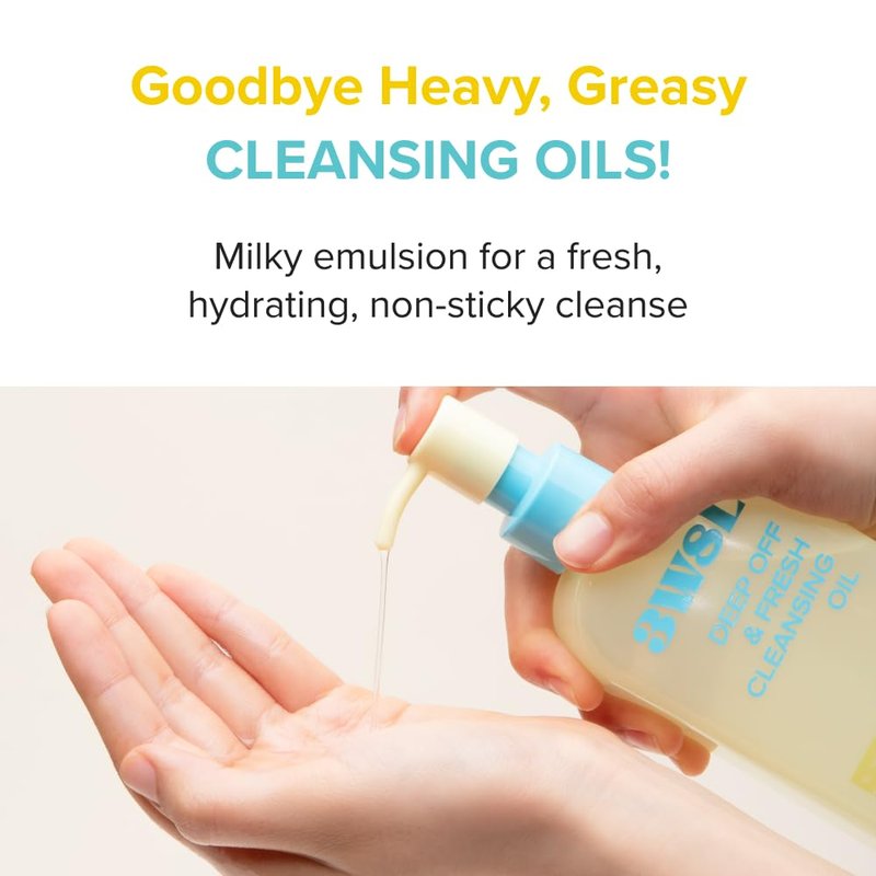 3W8L Deep Off & Fresh Cleansing Oil – Fast emulsifying Korean pore care cleanser, gentle daily makeup & sunscreen remover with Jojoba & Centella, dissolves sebum & blackheads, hydrating fresh finish