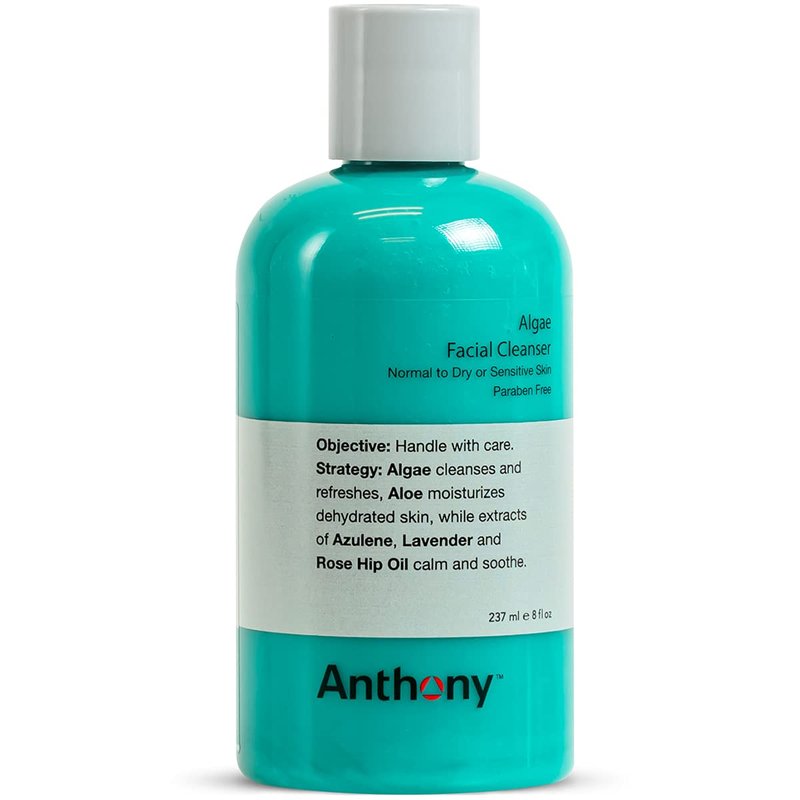 Anthony Algae Facial Cleanser - Hydrating & Soothing Formula | 8 Fl Oz with Aloe Vera & Lavender