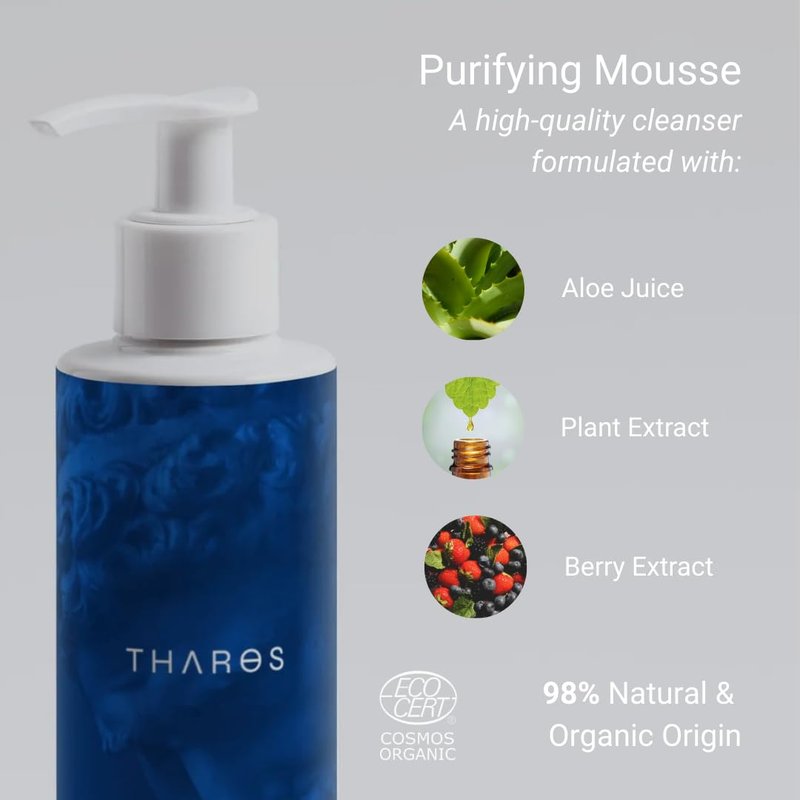THAROS Men’s Face Wash & Daily Facial Cleanser, Prevents Breakouts, Natural Anti-Aging Face Wash for Men, 6.4 fl.oz, Vegan, For Oily & Acne-Prone Skin