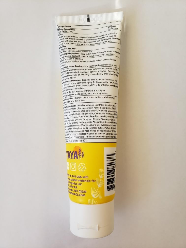 YAYA ORGANICS Baby + Kids Mineral Sunscreen Lotion, SPF 50, Reef-Friendly, Non-Nano Zinc Oxide, Water-Resistant, Hypoallergenic, Pure + Gentle for delicate skin, 3 oz