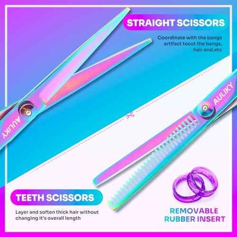 Hair Cutting Scissors Shears Kit, 6.7¡± Barber Scissors,Professional Haircut Kit,Stainless Steel Hairdressing Thinning Scissors Shears for Barber,Salon,Women,Home,Men