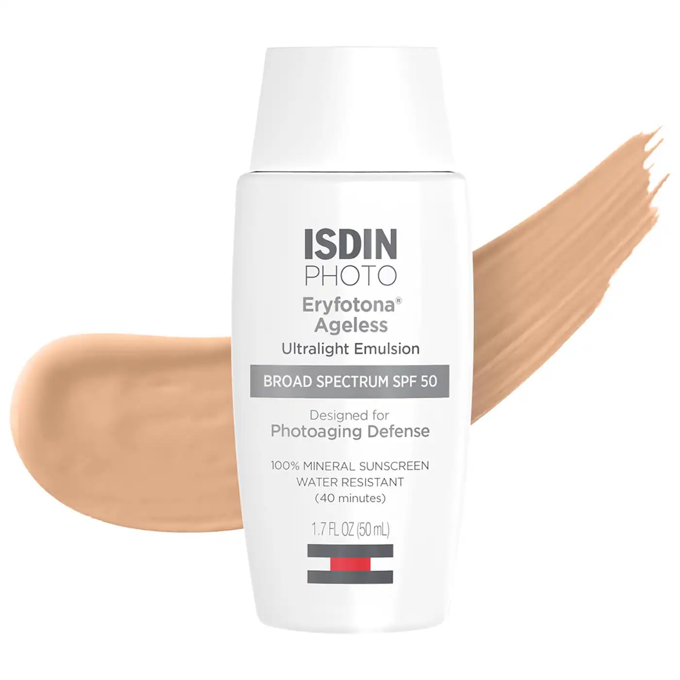 ISDIN Eryfotona Ageless Tinted Mineral Face Sunscreen SPF 50, Zinc Oxide