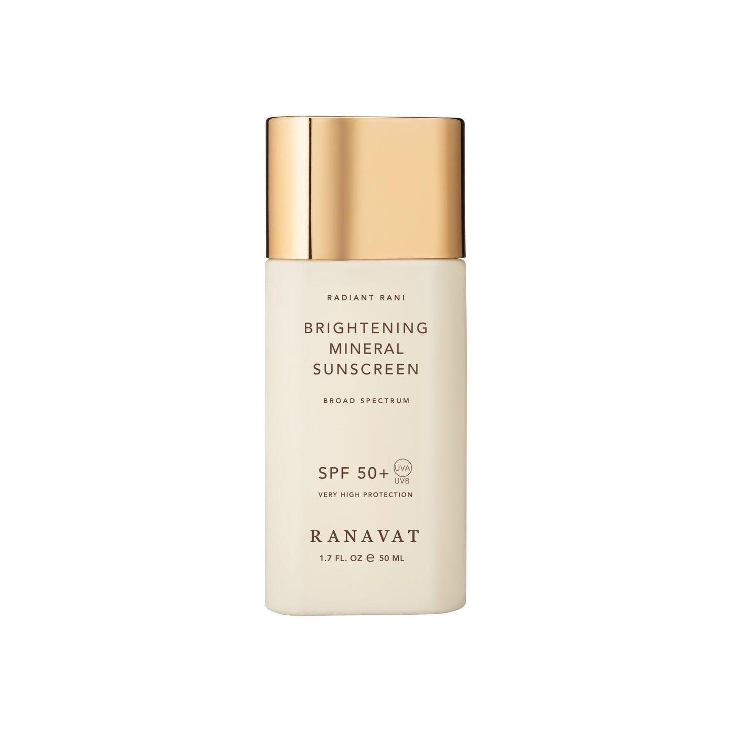 RANAVAT Brightening Mineral Face Sunscreen - Broad-Spectrum SPF 50 Mineral Sunscreen with Zero White Cast - Boosts Radiance & Helps Protect Against Signs of Aging - Safe for Sensitive Skin (50 ml)