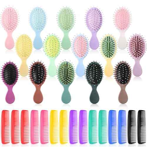 30 Pcs Mini Wet Hair Brush and Wide Hair Combs, Travel Detangling Brush for Most Hair Types Stocking Stuffers for Women Girls