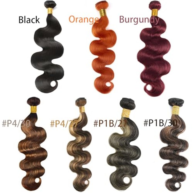 Blonde Highlight Bundles Human Hair 12 14 16 Inch Water Wave Bundles Brazilian Virgin Hair Weave 3Bundles Hair Deal£¨Brown and Blonde #P4/27£©
