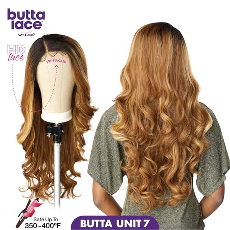 Sensationnel Butta Lace Wigs - Unit 7 Extra Wide 5 Inch Deep Parting Synthetic Preplucked Hairline Glueless Lacefront (FLAMBOYAGEBLONDE)