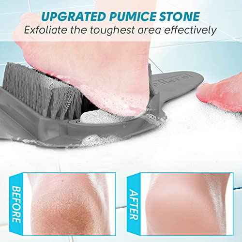 BESKAR Shower Foot Scrubber Mat with Pumice Stone, Cleans, Exfoliates & Smooths Your Foot Without Bending in The Shower or Bathtub, Foot Dead Skin & Callus Remover, Upgraded Non-Slip Suction Cups