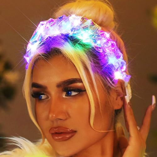 BARTOSI Light Up Headbands LED Glow Headband Festival Costume Hair Accessories for Women and Girls